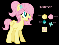 Size: 1792x1388 | Tagged: safe, artist:prismborealisdash, imported from derpibooru, fluttershy, pegasus, pony, alternate hairstyle, base used, black background, cutie mark, female, mare, reference sheet, simple background, solo