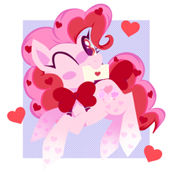 Size: 1366x1393 | Tagged: safe, artist:peachesandcreamated, imported from derpibooru, pinkie pie, pony, alternate cutie mark, alternate eye color, letter, mouth hold, solo