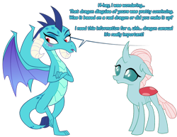 Size: 858x663 | Tagged: safe, artist:queencold, imported from derpibooru, ocellus, princess ember, changeling, dragon, blushing, crossed arms, dragoness, duo, duo female, female, open mouth, simple background, transparent background, vector