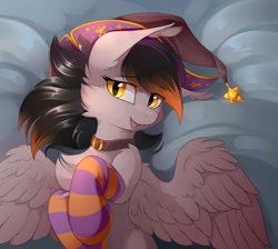 Size: 1900x1700 | Tagged: safe, artist:dreamweaverpony, imported from derpibooru, oc, oc only, oc:crossfire, bat pony, hybrid, pegasus, pony, clothes, collar, hat, pegabat, socks, solo, striped socks