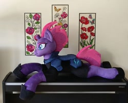 Size: 794x638 | Tagged: safe, artist:purplenebulastudios, imported from derpibooru, tempest shadow, pony, unicorn, irl, life size, lying down, photo, plushie, prone, solo