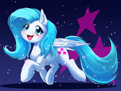 Size: 2000x1500 | Tagged: safe, artist:phoenixperegrine, imported from derpibooru, oc, oc only, oc:lovestar, pegasus, pony, blushing, female, looking at you, mare, not fluttershy, solo, trotting