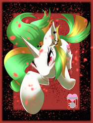 Size: 3000x4000 | Tagged: safe, artist:phoenixperegrine, imported from derpibooru, oc, oc only, oc:soo, pony, unicorn, abstract background, ear piercing, earring, female, jewelry, mare, piercing, solo