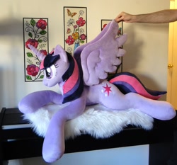 Size: 1140x1062 | Tagged: safe, artist:purplenebulastudios, imported from derpibooru, twilight sparkle, alicorn, pony, irl, life size, lying down, photo, plushie, prone, solo, twilight sparkle (alicorn)