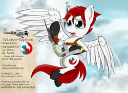 Size: 1024x745 | Tagged: safe, artist:dangercloseart, imported from derpibooru, oc, oc only, oc:crimson typhoon, original species, pegasus, plane pony, pony, a6m, handsome, male, plane, solo, stallion, weapon, wings, world war ii, zero