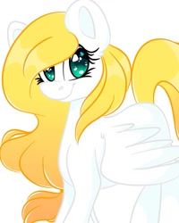 Size: 1080x1350 | Tagged: safe, artist:tessa_key_, imported from derpibooru, oc, oc only, pegasus, pony, eyelashes, female, mare, pegasus oc, simple background, smiling, solo, white background, wings