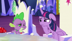 Size: 1920x1080 | Tagged: safe, imported from derpibooru, screencap, spike, twilight sparkle, alicorn, dragon, pony, what about discord?, animated, bored, duo, female, floppy ears, i knew it!, male, mare, sitting, sound, talking, throne room, twilight sparkle (alicorn), twilight's castle, webm