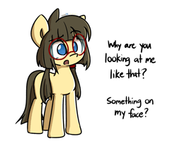Size: 1176x939 | Tagged: safe, artist:spheedc, imported from derpibooru, oc, oc only, oc:sphee, earth pony, pony, digital art, female, glasses, mare, simple background, solo, text, white background
