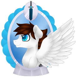 Size: 1878x1919 | Tagged: safe, artist:spokenmind93, imported from derpibooru, oc, pegasus, bust, commission, pegasus oc, portrait, signature, sword, weapon, wings