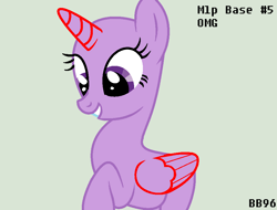 Size: 952x722 | Tagged: safe, artist:bonbon9696, imported from derpibooru, oc, oc only, alicorn, pony, alicorn oc, bald, base, eyelashes, female, gray background, horn, looking down, mare, raised hoof, simple background, solo, wings