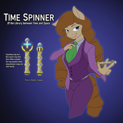 Size: 1078x1080 | Tagged: safe, artist:nudeknightart, imported from derpibooru, oc, oc only, oc:time spinner, anthro, earth pony, big hair, clothes, colored, doctor who, drill hair, female, solo, sonic screwdriver, suit, time lady, time lord