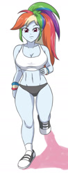 Size: 768x1968 | Tagged: safe, artist:sumin6301, imported from derpibooru, rainbow dash, equestria girls, breasts, busty rainbow dash, clothes, converse, legs, muscles, shoes, socks, solo, wristband