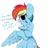 Size: 4096x3959 | Tagged: safe, artist:kittyrosie, imported from derpibooru, rainbow dash, pegasus, pony, annoyed, backwards cutie mark, blatant lies, blushing, crossed hooves, cute, dashabetes, denial, denial's not just a river in egypt, feathered wings, freaking, hiding behind wing, i'm not cute, simple background, solo, talking to viewer, tsunderainbow, tsundere, white background, wings