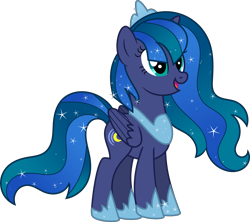 Size: 10063x8941 | Tagged: safe, artist:digimonlover101, artist:shootingstarsentry, imported from derpibooru, oc, oc only, oc:penumbra (digimonlover101), alicorn, pony, absurd resolution, ethereal mane, female, mare, offspring, parent:princess luna, parent:stygian, parents:styuna, simple background, solo, starry mane, transparent background, vector