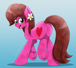 Size: 4100x3680 | Tagged: safe, alternate version, artist:aarondrawsarts, imported from derpibooru, oc, oc:rose bloom, crystal pony, earth pony, butt, commission, commissioner:reversalmushroom, earth pony oc, female, looking back, plot, rosie butt, underhoof