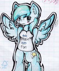 Size: 1397x1681 | Tagged: safe, artist:sharkdoggo, imported from derpibooru, oc, oc only, oc:starshine, anthro, graph paper, solo, traditional art