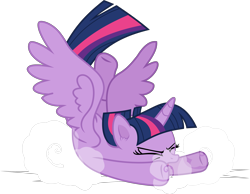 Size: 4899x3795 | Tagged: safe, artist:frownfactory, imported from derpibooru, twilight sparkle, alicorn, pony, princess twilight sparkle (episode), crash, crashlight, dust, eyes closed, female, horn, mare, open mouth, simple background, solo, transparent background, twilight sparkle (alicorn), vector, wings