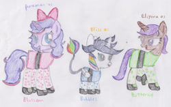 Size: 1280x802 | Tagged: safe, artist:toon92, imported from derpibooru, oc, oc only, oc:aramau, oc:eliyora, oc:lightning bliss, bow, hair bow, the powerpuff girls