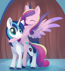 Size: 1604x1767 | Tagged: safe, artist:dusthiel, imported from derpibooru, princess cadance, shining armor, alicorn, pony, unicorn, cadance riding shining armor, cute, cutedance, eyes closed, female, male, ponies riding ponies, riding, shining adorable, shiningcadance, shipping, smiling, spread wings, straight, wings