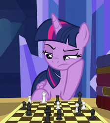 Size: 638x713 | Tagged: safe, edit, edited screencap, imported from derpibooru, screencap, twilight sparkle, alicorn, pony, made in manehattan, chess, cropped, female, mare, solo, twilight sparkle (alicorn)