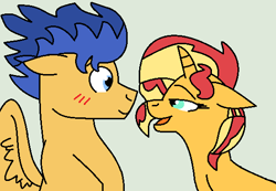 Size: 547x379 | Tagged: safe, artist:jadeharmony, artist:jadethepegasus, imported from derpibooru, flash sentry, sunset shimmer, unicorn, female, flashimmer, male, shipping, straight