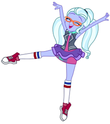 Size: 1472x1650 | Tagged: safe, artist:gmaplay, imported from derpibooru, sugarcoat, dance magic, equestria girls, spoiler:eqg specials, clothes, converse, cute, dancing, eyes closed, happy, missing accessory, open mouth, shoes, simple background, smiling, socks, solo, sugarcute, transparent background