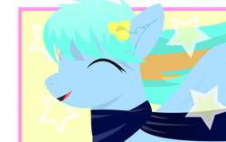 Size: 3300x2074 | Tagged: safe, artist:alphakodi, imported from derpibooru, oc, oc only, oc:hermanus, pegasus, pony, abstract background, bust, clothes, ear fluff, female, happy, inkscape, mare, scarf, smiling, solo, spread wings, vector, wings