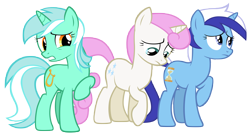 Size: 12800x7000 | Tagged: safe, artist:tardifice, imported from derpibooru, lyra heartstrings, minuette, twinkleshine, pony, unicorn, a canterlot wedding, disgusted, female, mare, raised hoof, simple background, transparent background, vector