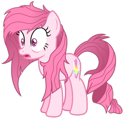 Size: 1230x1185 | Tagged: safe, artist:muhammad yunus, artist:tanahgrogot, imported from derpibooru, oc, oc only, oc:annisa trihapsari, earth pony, pony, base used, female, mare, messy mane, open mouth, pink body, pink hair, simple background, solo, transparent background, vector, wide eyes