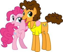 Size: 3575x3000 | Tagged: safe, artist:cloudy glow, artist:cloudyglow, imported from derpibooru, cheese sandwich, pinkie pie, earth pony, pony, bipedal, cheesepie, duo, female, male, open mouth, shipping, simple background, straight, transparent background, vector