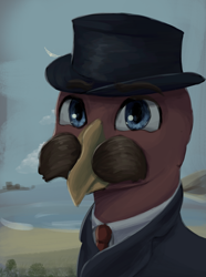 Size: 1280x1724 | Tagged: safe, artist:monx94, imported from derpibooru, oc, oc only, equestria at war mod, facial hair, formal, hat, moustache, solo, top hat