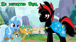 Size: 1280x720 | Tagged: safe, artist:balabinobim, imported from derpibooru, snails, snips, trixie, oc, red and black oc