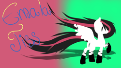 Size: 1024x573 | Tagged: safe, artist:emalajiss36, imported from derpibooru, oc, oc only, oc:emala jiss, pegasus, pony, abstract background, coat markings, female, mare, pegasus oc, raised hoof, socks (coat marking), socks (coat markings), solo, wings