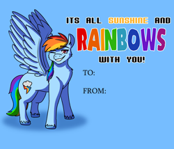 Size: 3500x3000 | Tagged: safe, artist:applejackofalltrades, imported from derpibooru, rainbow dash, pegasus, pony, backwards cutie mark, hearts and hooves day, holiday, one eye closed, smiling, solo, text, valentine's day, valentine's day card, wink