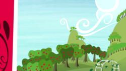 Size: 1280x720 | Tagged: safe, imported from derpibooru, screencap, hard to say anything, apple, apple tree, background, food, no pony, scenic ponyville, sweet apple acres, tree