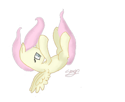 Size: 1408x1152 | Tagged: safe, artist:misssmile84, imported from derpibooru, fluttershy, pegasus, pony, eyelashes, falling, female, mare, signature, simple background, solo, transparent background