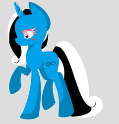 Size: 738x768 | Tagged: safe, artist:misssmile84, imported from derpibooru, oc, oc only, oc:miss smile, pony, unicorn, blushing, eyelashes, female, gray background, horn, mare, raised hoof, simple background, solo, unicorn oc