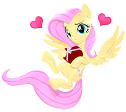 Size: 2410x2160 | Tagged: safe, artist:owlpirate, imported from derpibooru, fluttershy, pegasus, pony, 3d, box of chocolates, cute, heart, holiday, shyabetes, simple background, solo, transparent background, valentine's day