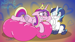 Size: 3840x2160 | Tagged: safe, artist:rupertbluefox, imported from derpibooru, princess cadance, shining armor, alicorn, pony, unicorn, balloon, balloon fetish, balloon riding, balloon sitting, blushing, cute, female, fetish, heart, heart balloon, heart eyes, hearts and hooves day, holiday, hoof on cheek, love, lying down, lying on balloon, male, mare, mismatched eyes, on stomach, party balloon, prone, shining adorable, shiningcadance, shipping, sitting, stallion, straight, that pony sure does love balloons, valentine's day, wavy mouth, wingding eyes