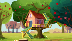 Size: 1280x720 | Tagged: safe, imported from derpibooru, screencap, hearts and hooves day (episode), apple, apple tree, background, clubhouse, crusaders clubhouse, food, no pony, ponyville, scenic ponyville, tree