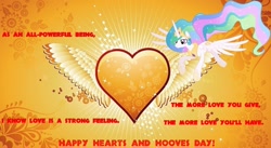 Size: 1210x661 | Tagged: safe, artist:mlpfan3991, imported from derpibooru, princess celestia, alicorn, pony, hearts and hooves day, holiday, valentine's day, valentine's day card