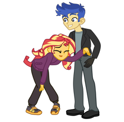Size: 1692x1658 | Tagged: safe, artist:gmaplay, imported from derpibooru, flash sentry, sunset shimmer, equestria girls, female, flashimmer, male, shipping, simple background, sports, straight, transparent background