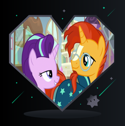 Size: 893x895 | Tagged: safe, artist:3d4d, edit, edited screencap, imported from derpibooru, screencap, starlight glimmer, sunburst, pony, unicorn, a horse shoe-in, female, hearts and hooves day, holiday, male, mare, shipping, stallion, starburst, straight, valentine's day, valentine's day card