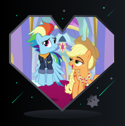 Size: 893x895 | Tagged: safe, artist:3d4d, edit, edited screencap, imported from derpibooru, screencap, applejack, rainbow dash, pony, the last problem, appledash, female, hearts and hooves day, holiday, lesbian, older, older applejack, older rainbow dash, shipping, valentine's day, valentine's day card