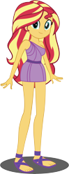 Size: 5583x14164 | Tagged: artist needed, safe, derpibooru exclusive, imported from derpibooru, sunset shimmer, human, equestria girls, clothes, feet, female, looking at you, sandals, simple background, sleeveless, solo, solo female, toga, vector