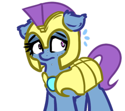 Size: 455x403 | Tagged: safe, artist:neuro, imported from ponybooru, oc, oc only, earth pony, pony, armor, ear down, female, guardsmare, helmet, mare, nervous, royal guard, royal guard armor, shrunken pupils, simple background, solo, sweat, transparent background