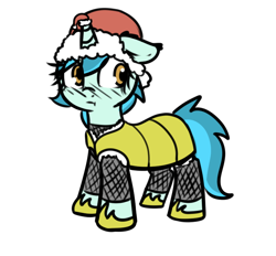 Size: 748x694 | Tagged: safe, artist:neuro, imported from ponybooru, guardian angel (character), pony, unicorn, armor, chainmail, christmas, ear down, eye clipping through hair, female, guardsmare, hat, holiday, horn hat, mare, royal guard, royal guard armor, santa hat, simple background, solo, transparent background