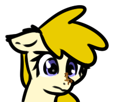 Size: 228x201 | Tagged: safe, artist:neuro, imported from ponybooru, oc, oc only, oc:artemis sparkshower, pegasus, fanfic:everyday life with guardsmares, cereal, cereal pony, climbing on head, ear down, everyday life with guardsmares, food, simple background, sitting, transparent background