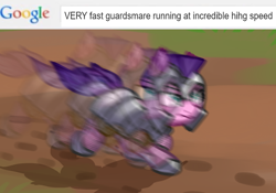 Size: 792x554 | Tagged: safe, alternate version, artist:neuro, imported from ponybooru, oc, oc only, earth pony, pony, armor, blurry, chainmail, female, guardsmare, helmet, mare, meme, royal guard, running, solo, speed blur, very fast doggo running at incredible hihg speed