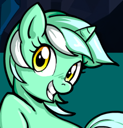 Size: 357x370 | Tagged: artist needed, safe, lyra heartstrings, pony, unicorn, female, horn, looking at you, mare, smiling, solo, teeth